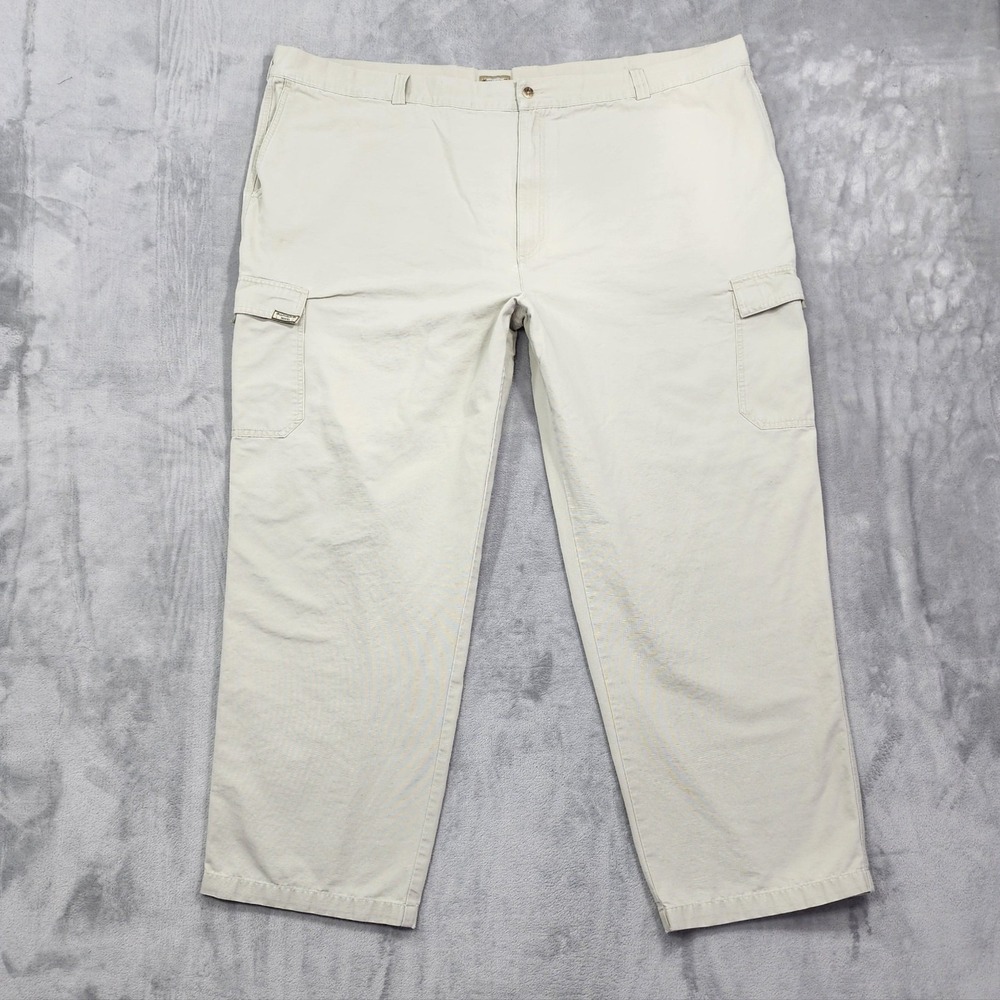 Vintage Bungalow Brand Pants Mens 52x32 Beige Canvas Cotton Cargo Relaxed Fit